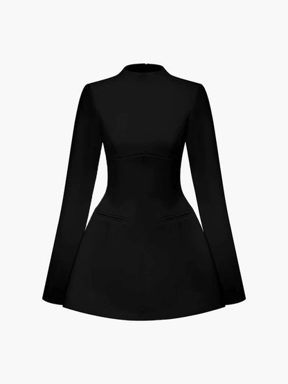 Elegantes Damen Mini-Kleid Langarm Tailliert - Norvielle