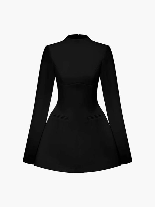 Elegantes Damen Mini-Kleid Langarm Tailliert - Norvielle