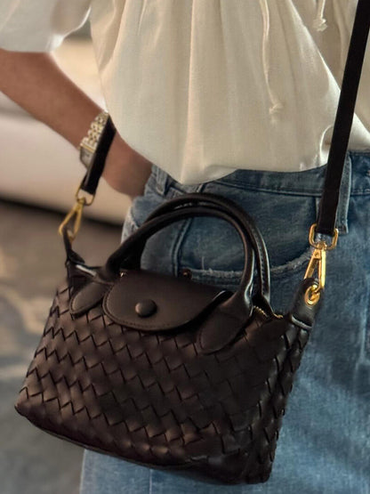 Geflochtene Damen-Mini-Tasche Kunstleder
