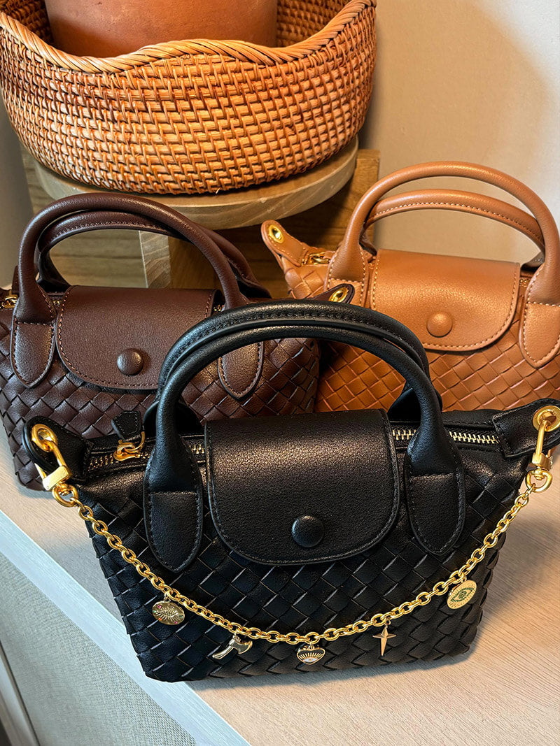 Geflochtene Damen-Mini-Tasche Kunstleder