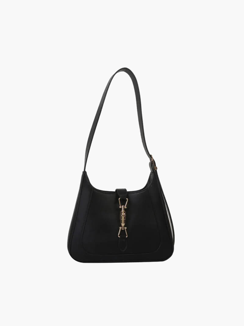 Dellina Damen Schultertasche Kunstleder Elegant Schwarz - Norvielle