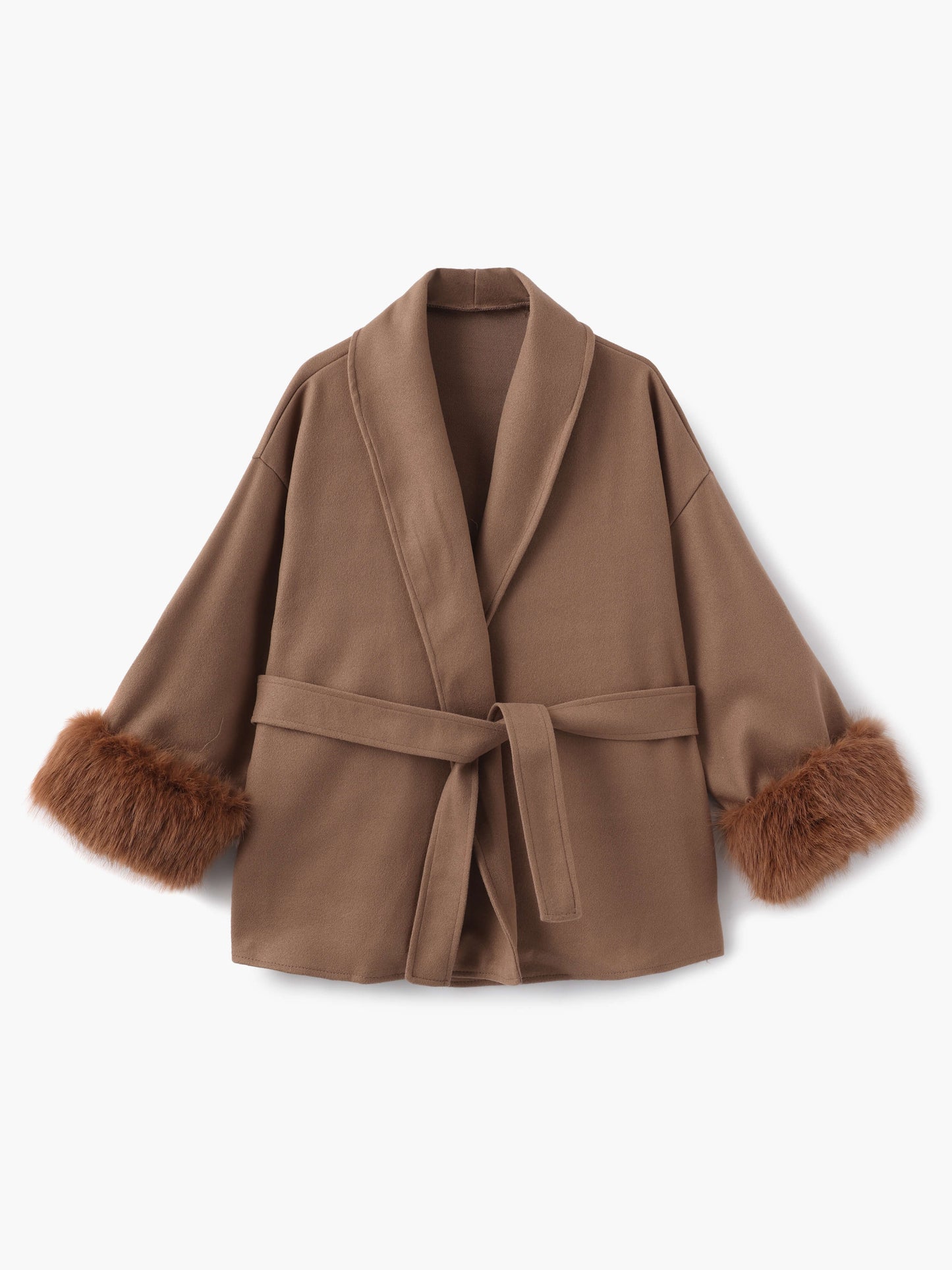 Damen Kurzmantel Kunstfellbesatz Elegantes Design