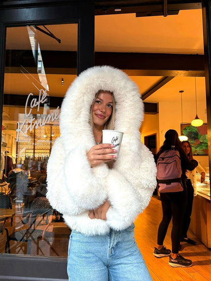 Damen Oversize Felljacke Warm