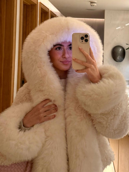 Damen Oversize Felljacke Warm