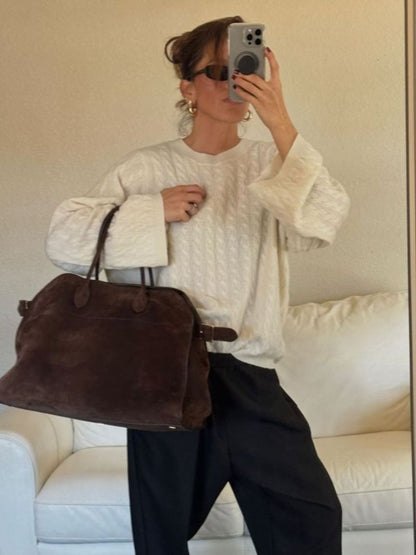 Wildleder Damenhandtasche aus hochwertigem Leder