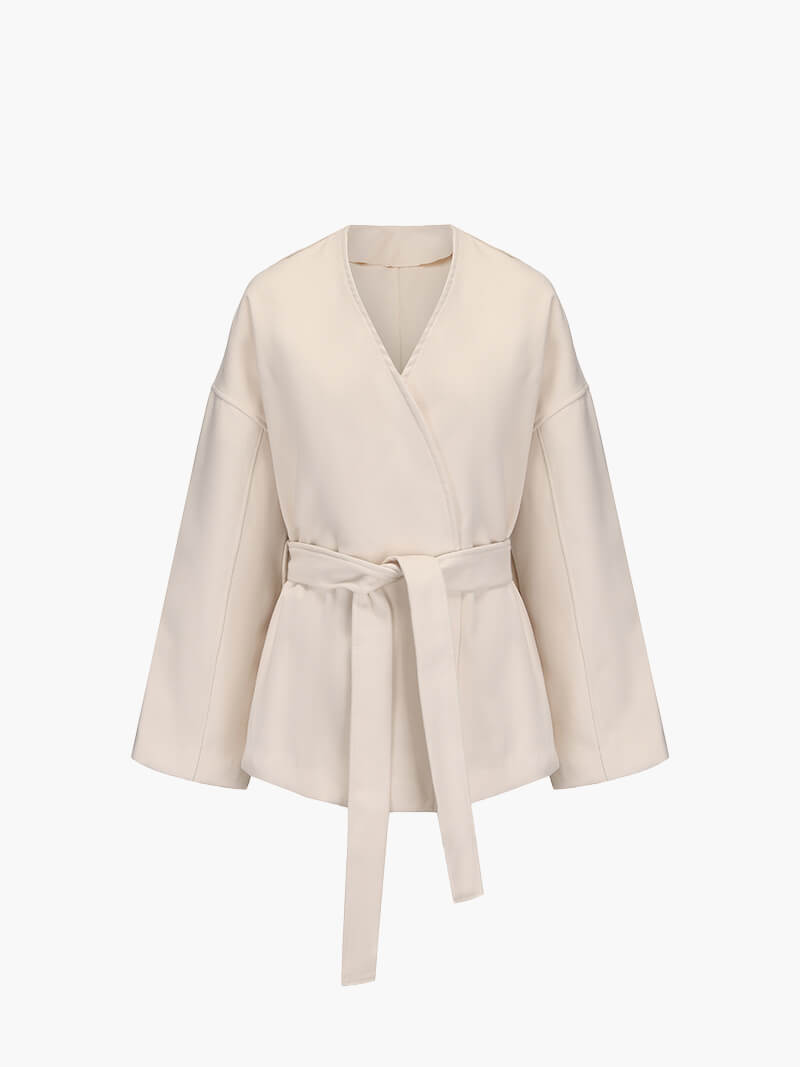 Damen Kimono Cardigan mit Bindegürtel Eleganz Schwarz - Norvielle