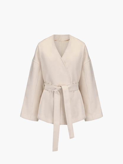 Damen Kimono Cardigan mit Bindegürtel Eleganz Schwarz - Norvielle