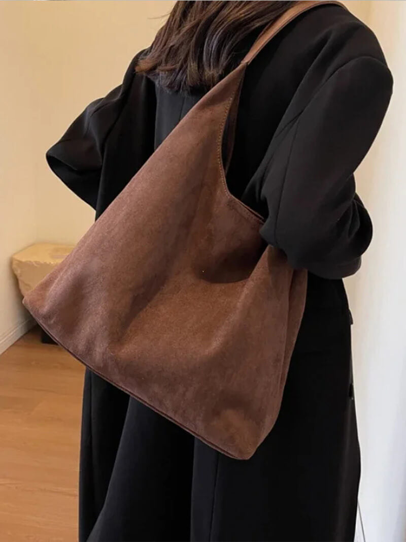 Olga Damen Schultertasche Wildleder Minimalistisch