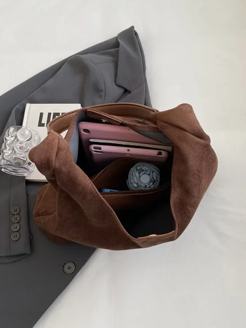 Olga Damen Schultertasche Wildleder Minimalistisch