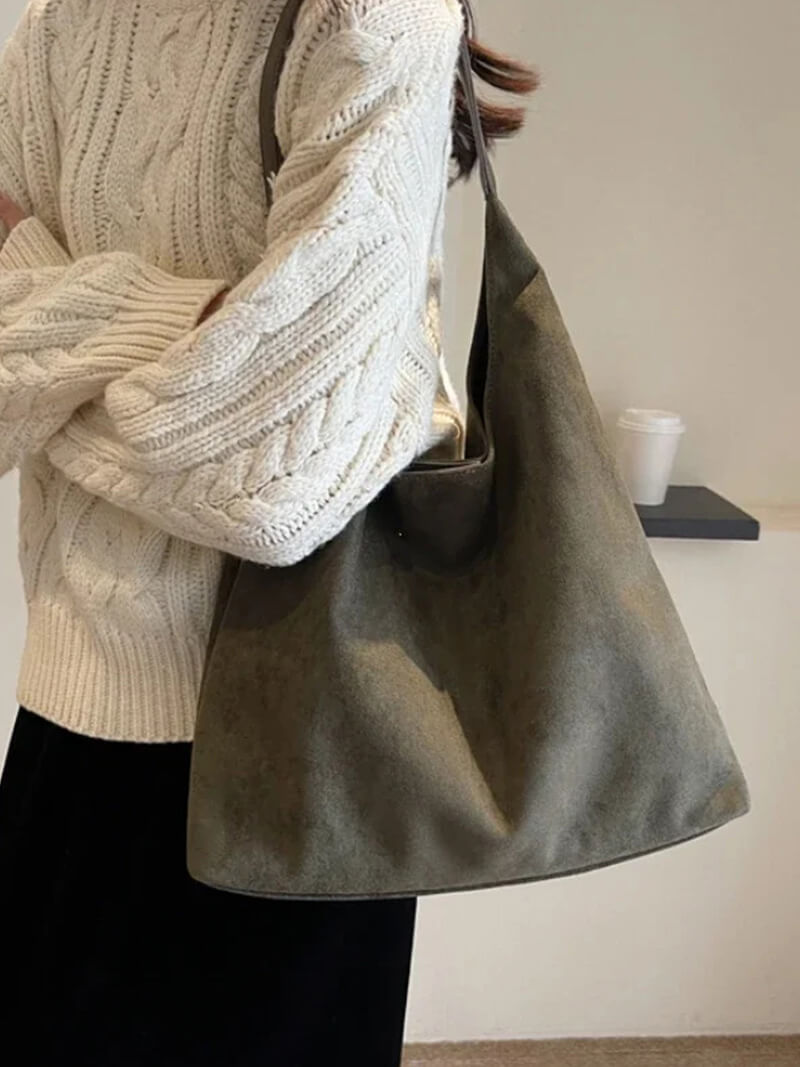 Olga Damen Schultertasche Wildleder Minimalistisch