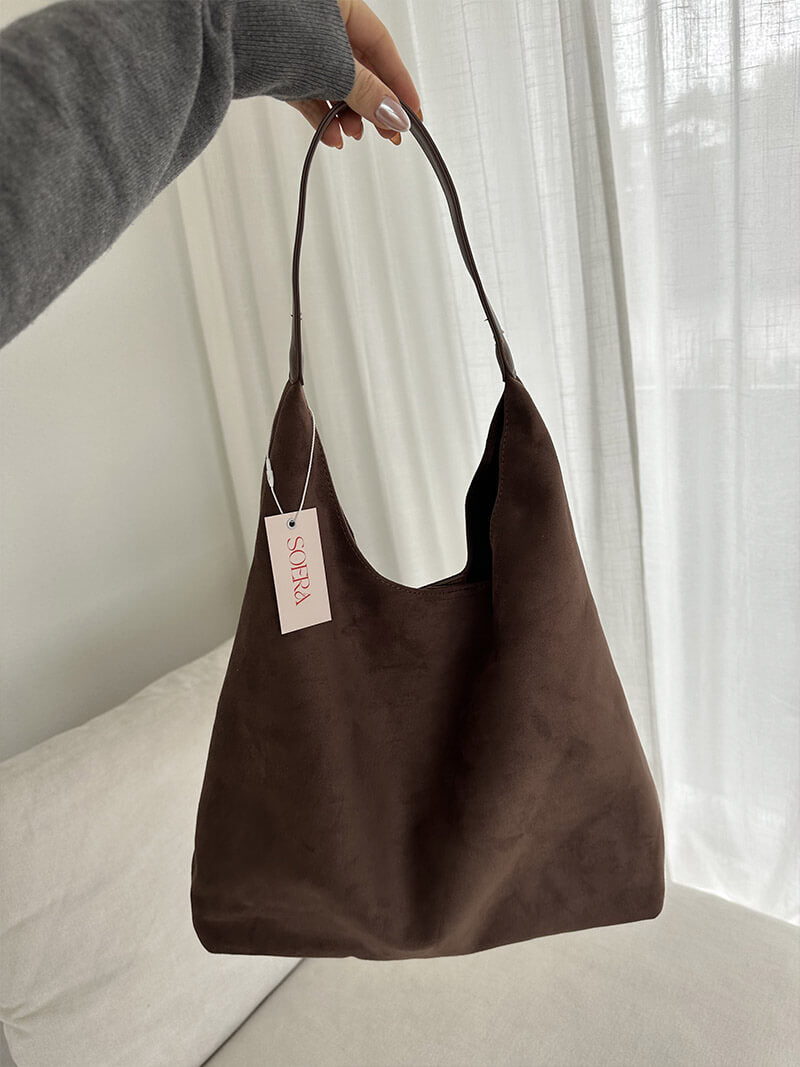 Olga Damen Schultertasche Wildleder Minimalistisch