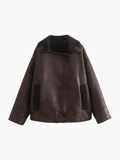 Herren Lederjacke Knopfleiste Braun - Norvielle