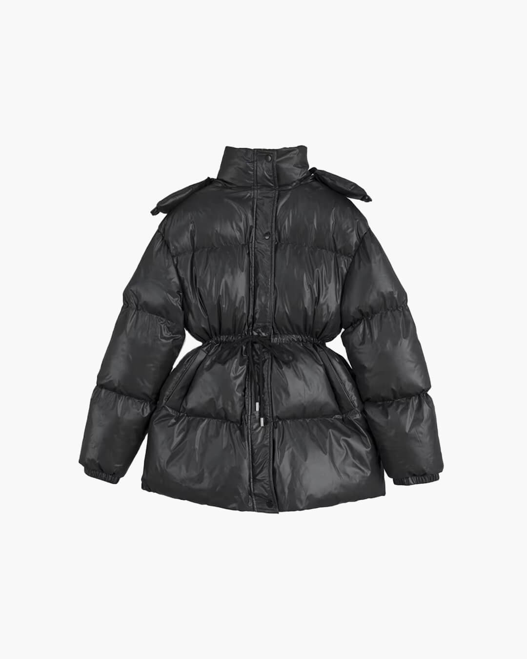 Damen Winter-Steppjacke Kordelzug Glanzfinish