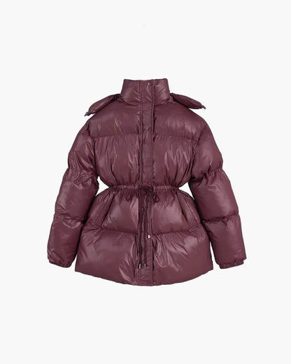 Damen Winter-Steppjacke Kordelzug Glanzfinish