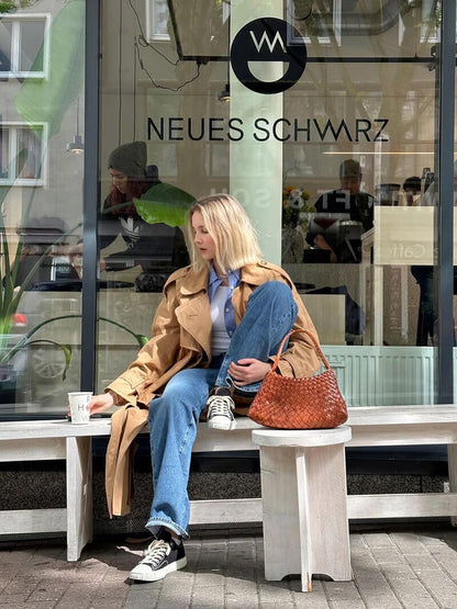 Liese Damen Schultertasche Geflochtenes Leder