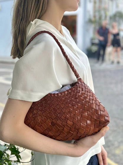 Liese Damen Schultertasche Geflochtenes Leder