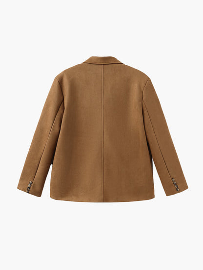 Damen Kunstwildlederjacke Eleganter Blazer Moderner Schnitt