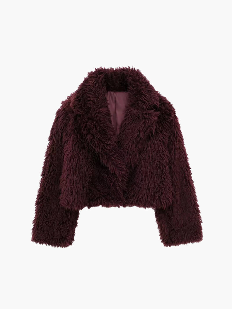 Herren Kunstpelzjacke Reverskragen Flauschig Braun - Norvielle