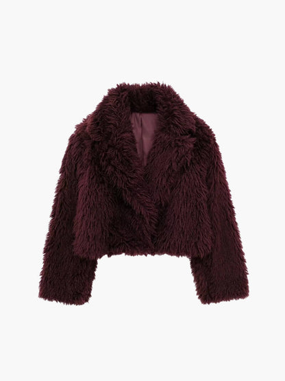Herren Kunstpelzjacke Reverskragen Flauschig Braun - Norvielle