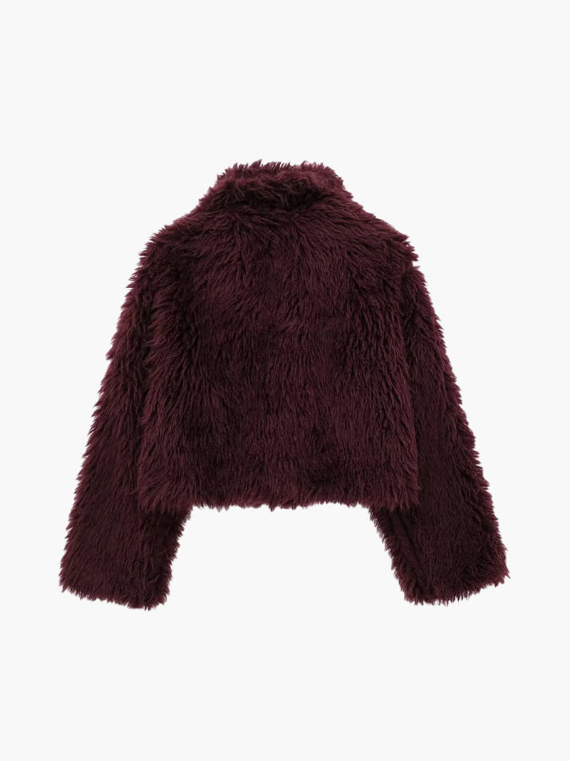 Herren Kunstpelzjacke Reverskragen Flauschig