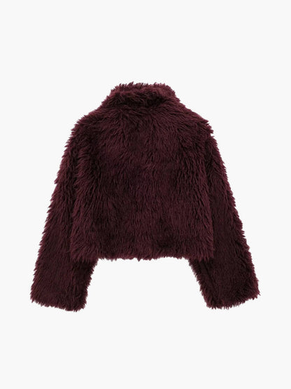Herren Kunstpelzjacke Reverskragen Flauschig