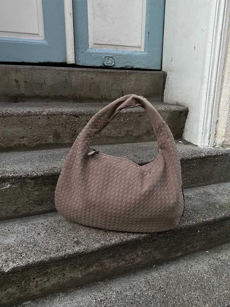 Yvon Damen Geflochtene Wildleder-Hobo-Tasche XL
