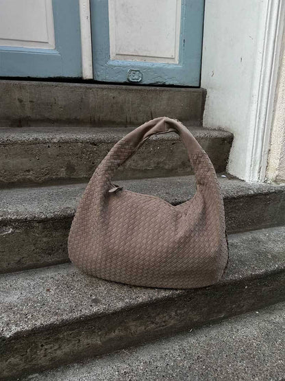 Yvon Damen Geflochtene Wildleder-Hobo-Tasche XL