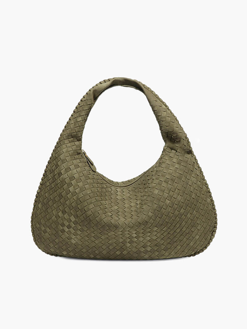 Yvon Damen Geflochtene Wildleder-Hobo-Tasche XL