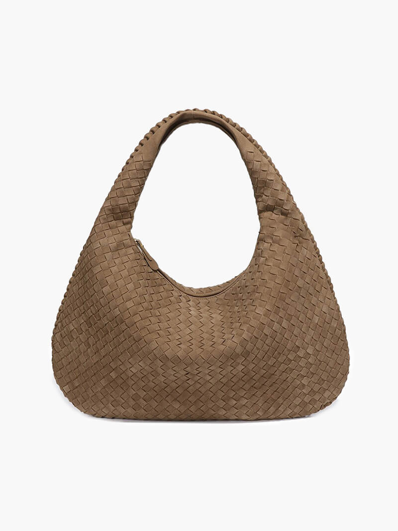 Yvon Damen Geflochtene Wildleder-Hobo-Tasche XL