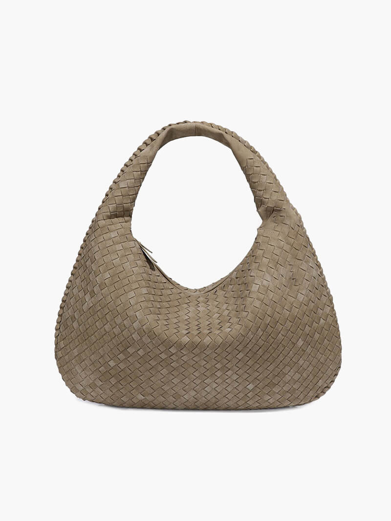 Yvon Damen Geflochtene Wildleder-Hobo-Tasche XL - Norvielle