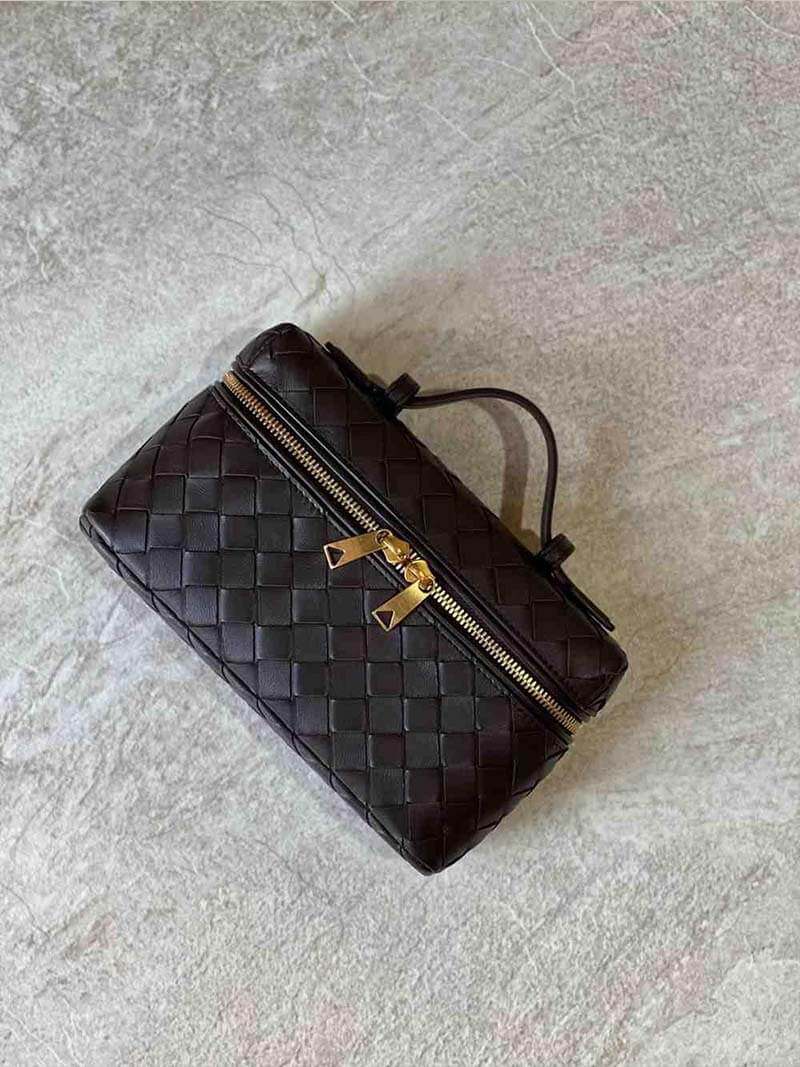 Kompakte Damen Schultertasche Geflochtenes Kunstleder