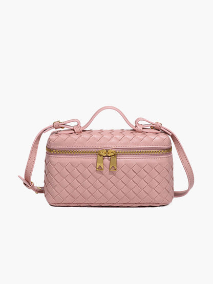 Kompakte Damen Schultertasche Geflochtenes Kunstleder