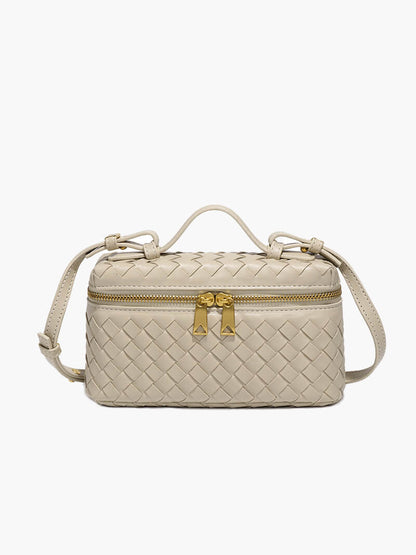 Kompakte Damen Schultertasche Geflochtenes Kunstleder