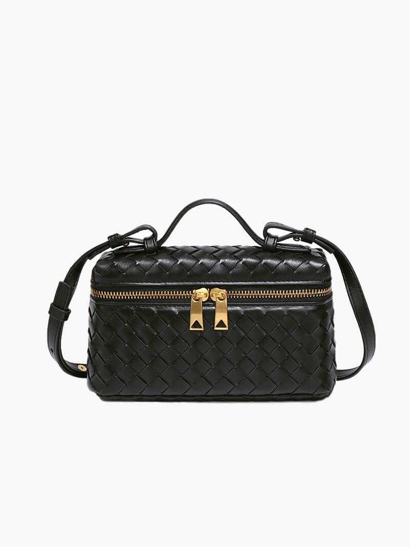 Kompakte Damen Schultertasche Geflochtenes Kunstleder - Norvielle