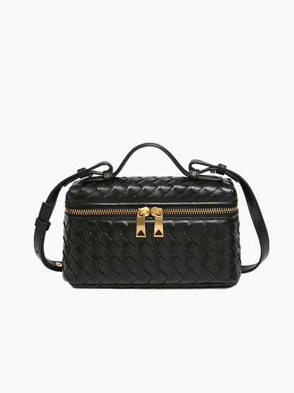 Kompakte Damen Schultertasche Geflochtenes Kunstleder - Norvielle