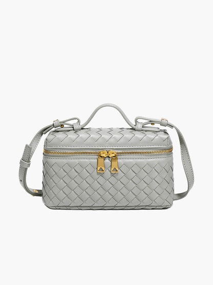Kompakte Damen Schultertasche Geflochtenes Kunstleder