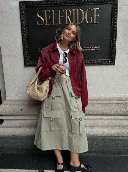 Damen Oversize Bomberjacke Herbst Übergangsjacke Casual