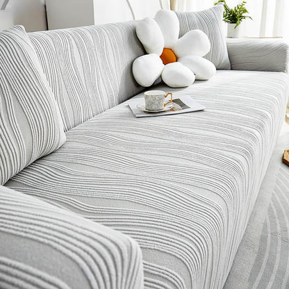 Sofabezug Jacquardstoff Haustierfreundlich Beige