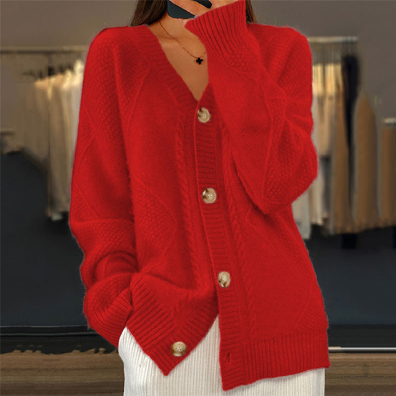 Damen Strickjacke Längsärmelig Gemütlich