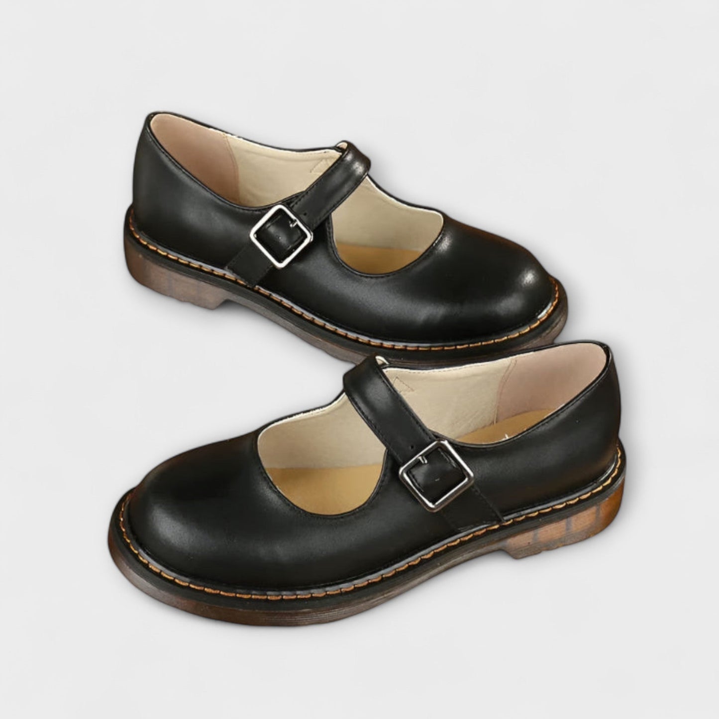 Damen Vintage Mary Jane Schuhe Leder