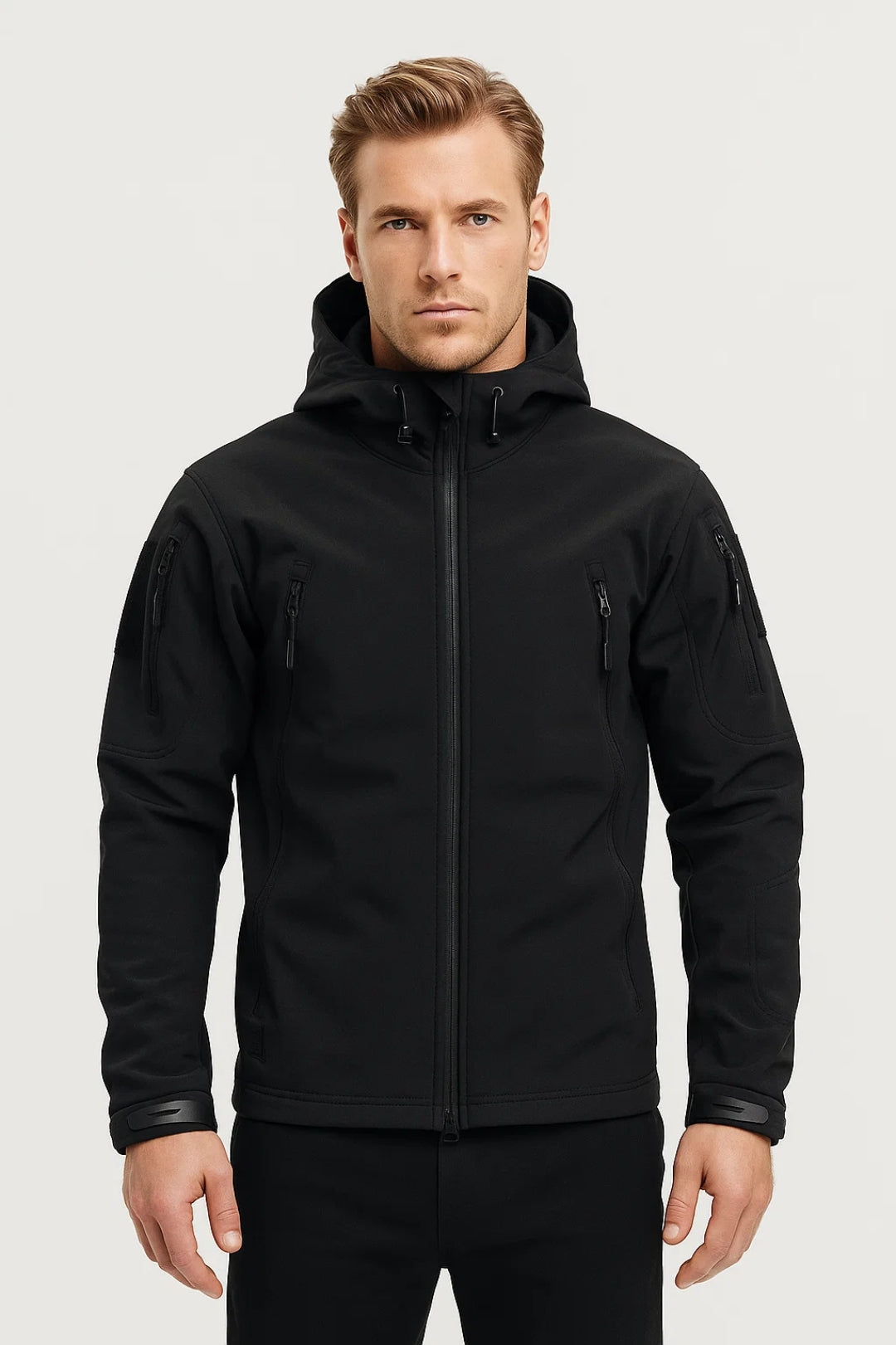 Herren Winterjacke Mit Kapuze Und Reißverschluss Schwarz - Norvielle