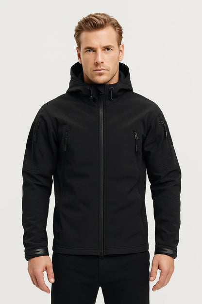 Herren Winterjacke Mit Kapuze Und Reißverschluss Schwarz - Norvielle