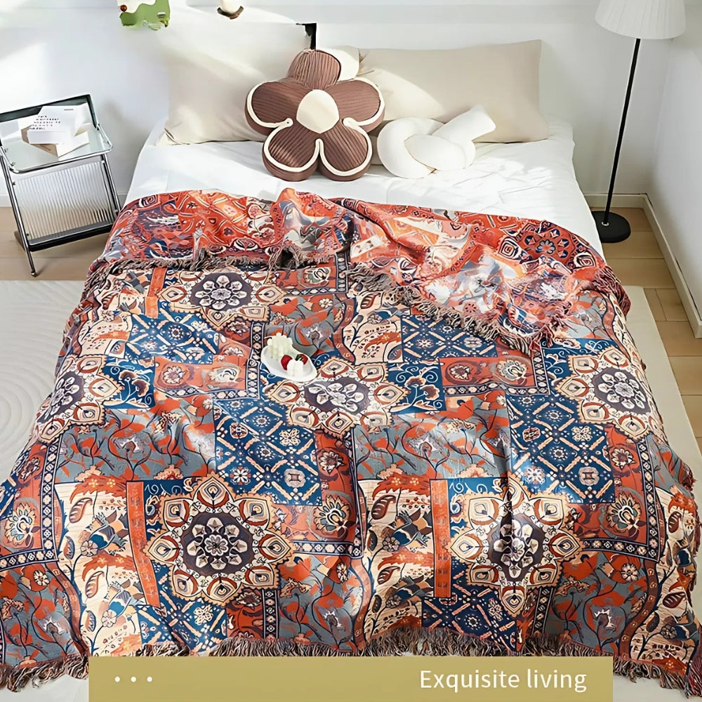 Solea Damen Wurfdecke Baumwoll Jacquard Floral