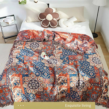 Solea Damen Wurfdecke Baumwoll Jacquard Floral