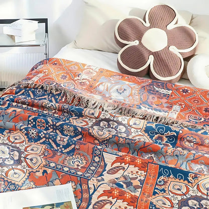 Solea Damen Wurfdecke Baumwoll Jacquard Floral