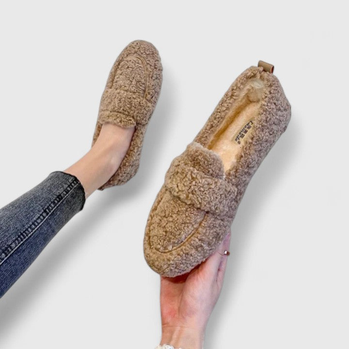 Damen Plüsch Loafer Bequem Schwarz - Norvielle