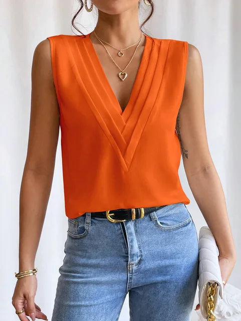 Norvielle Damen Ärmellose Bluse Elegantes Design