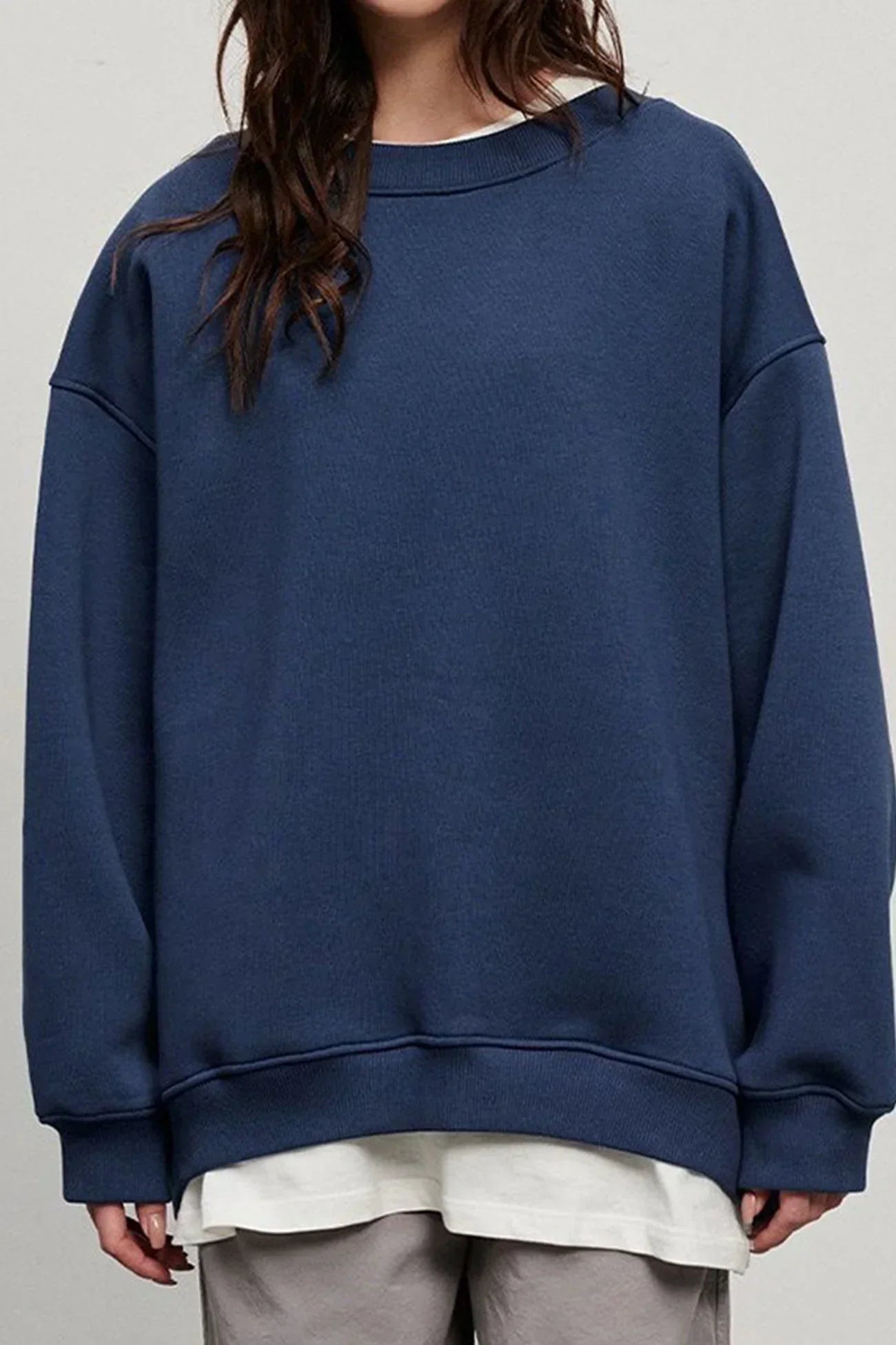 Norvielle Damen Oversize Sweatshirt Rundhalsausschnitt
