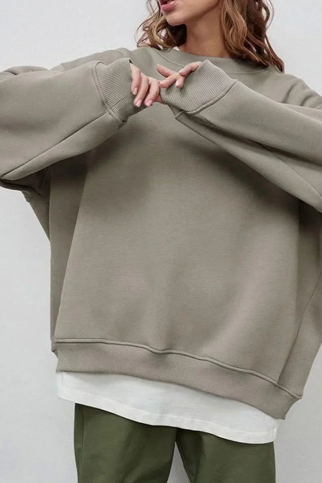 Norvielle Damen Oversize Sweatshirt Rundhalsausschnitt - Norvielle