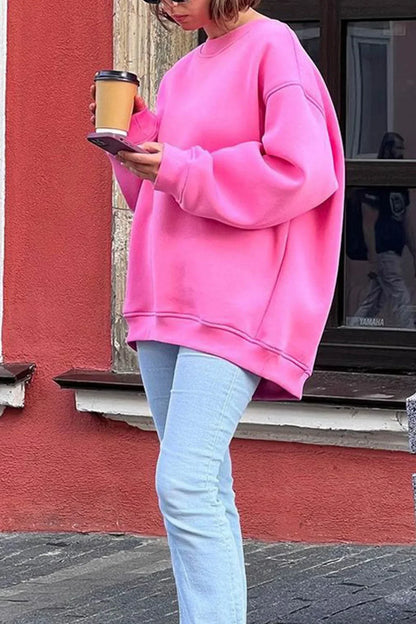 Norvielle Damen Oversize Sweatshirt Rundhalsausschnitt